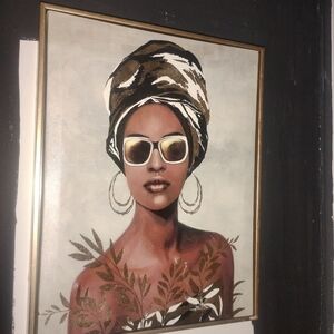 Stylish Framed Wall Art Portrait with Gold Accents